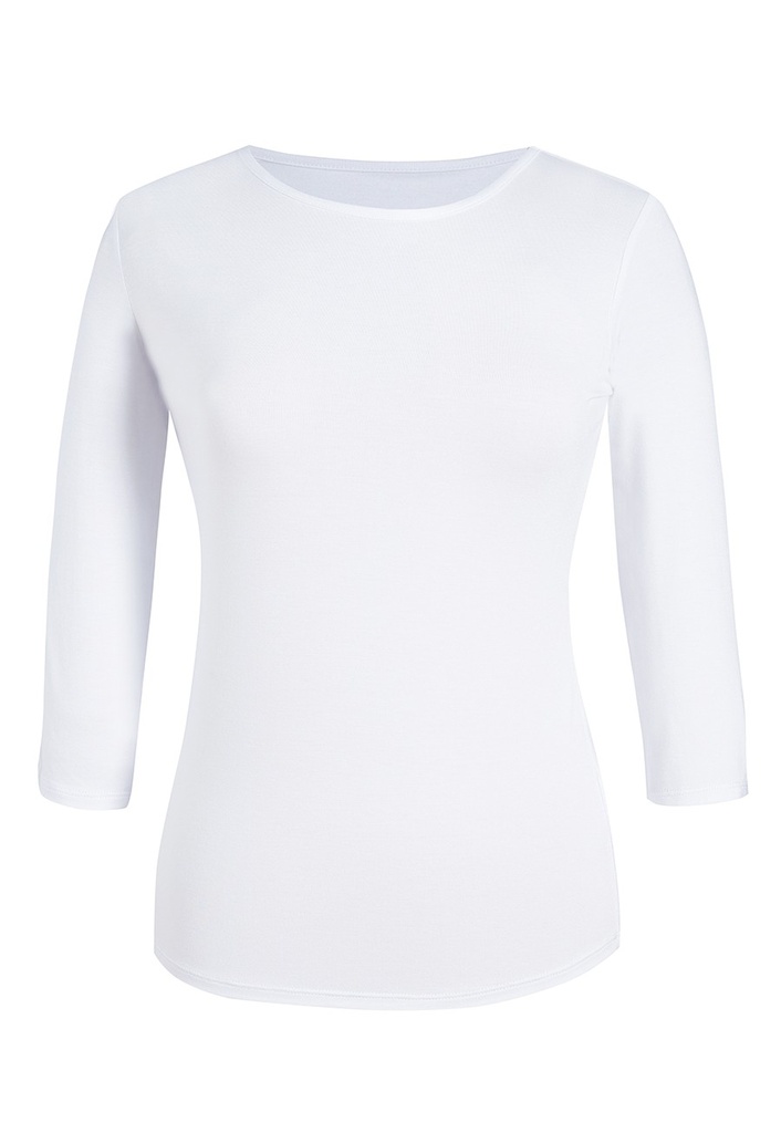 Mira Round Neck Stretch Top-White