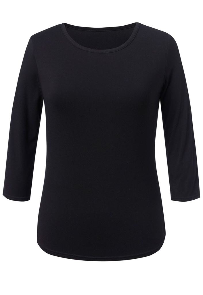 Mira Round Neck Stretch Top-Black