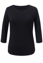Mira Round Neck Stretch Top-Black
