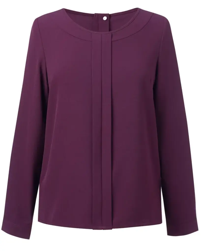 Roma L/S Crepe Blouse-Burgundy