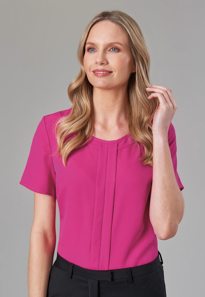Verona S/S Crepe Blouse-Fuchsia