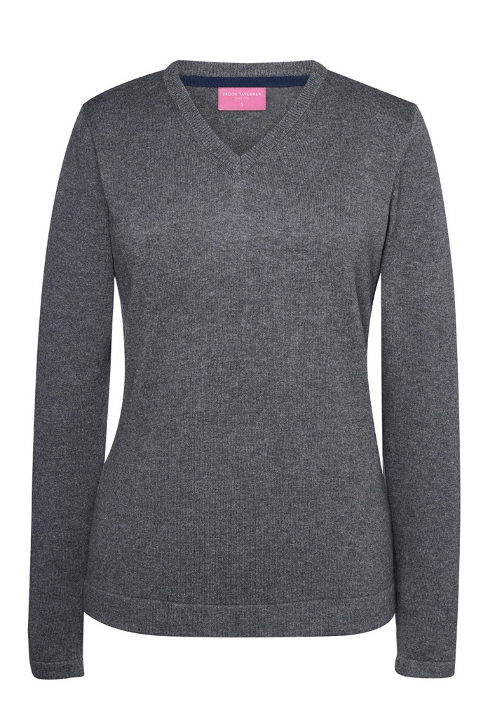 Atlanta V Neck Jumper-Charcoal
