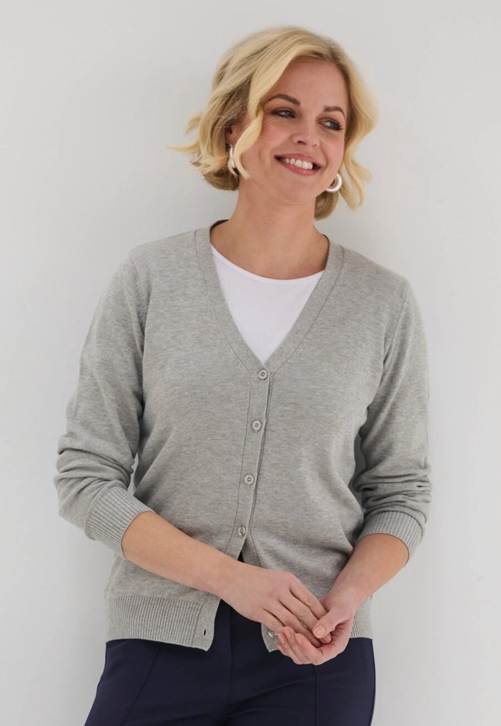 Augusta V Neck Cardigan-Silver