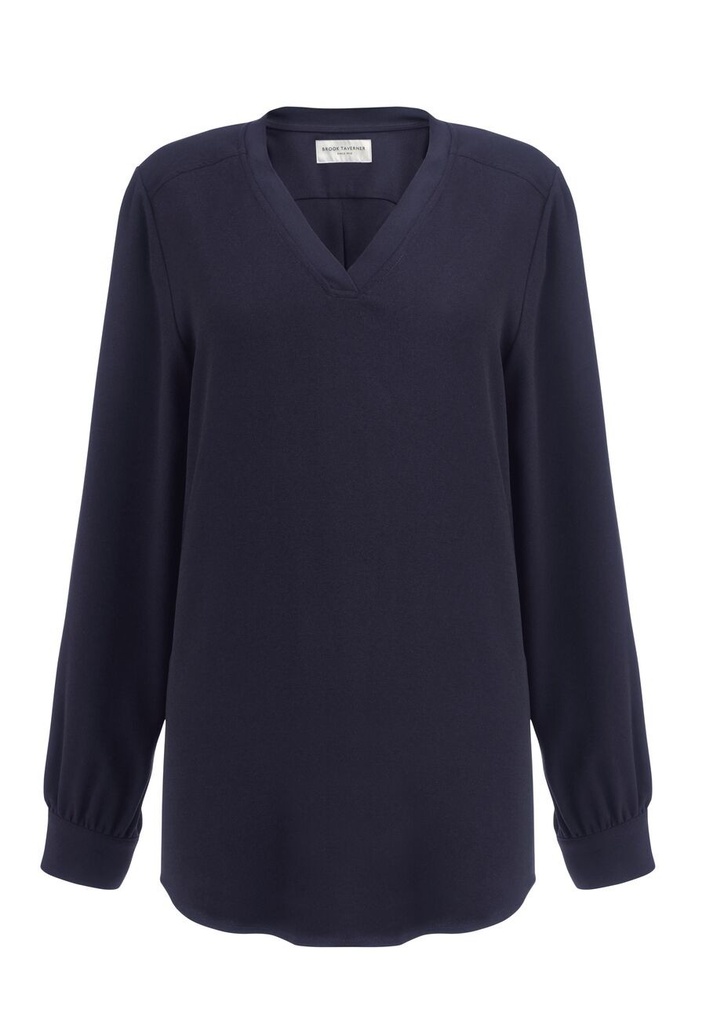 Como L/S Crepe Blouse-Navy