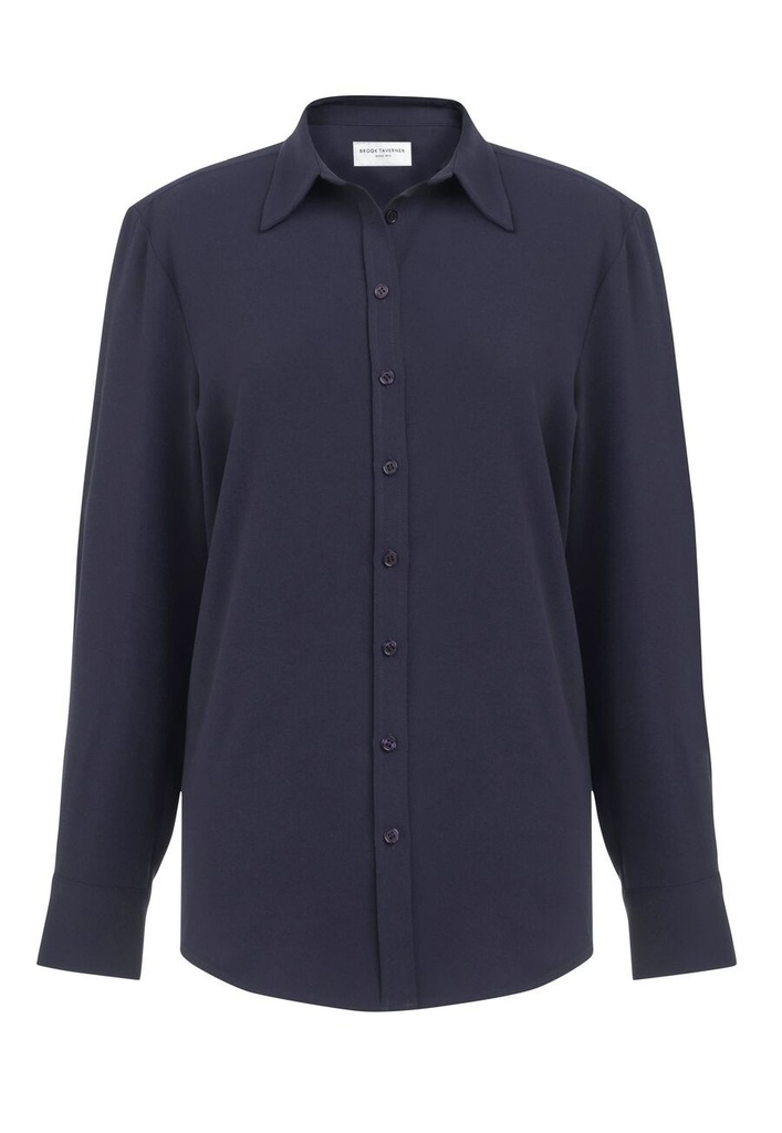Bergamo L/S Crepe Blouse-Navy