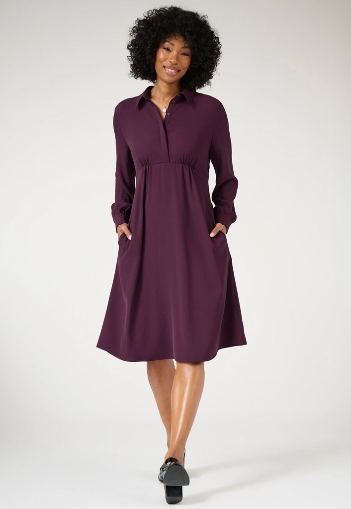Virgo Shirt Dress L/S-Burgundy