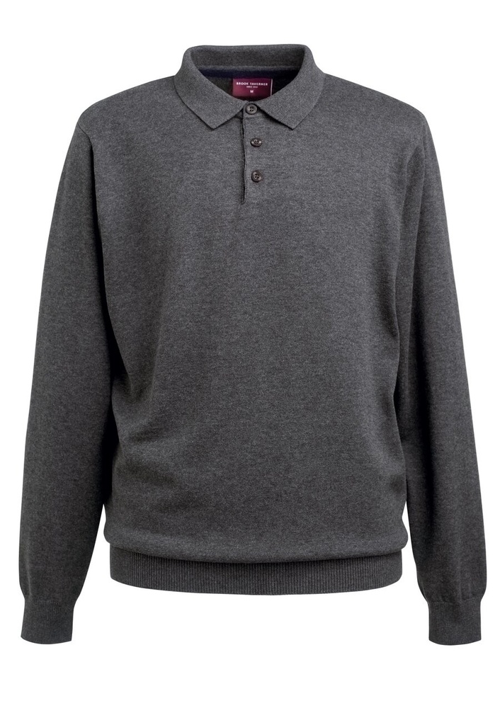 Casper L/S Knit Polo Shirt-Charcoal