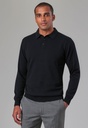 Casper L/S Knit Polo Shirt-Black