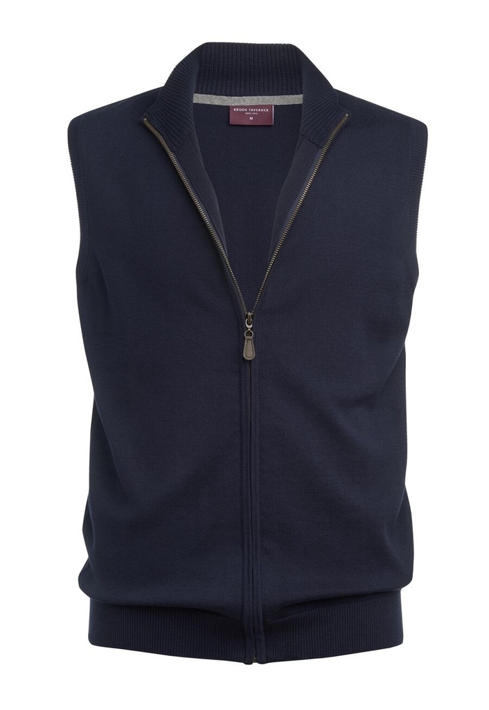 Lincoln Knitted Zip Gilet-Navy