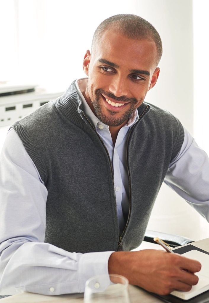 Lincoln Knitted Zip Gilet-Charcoal