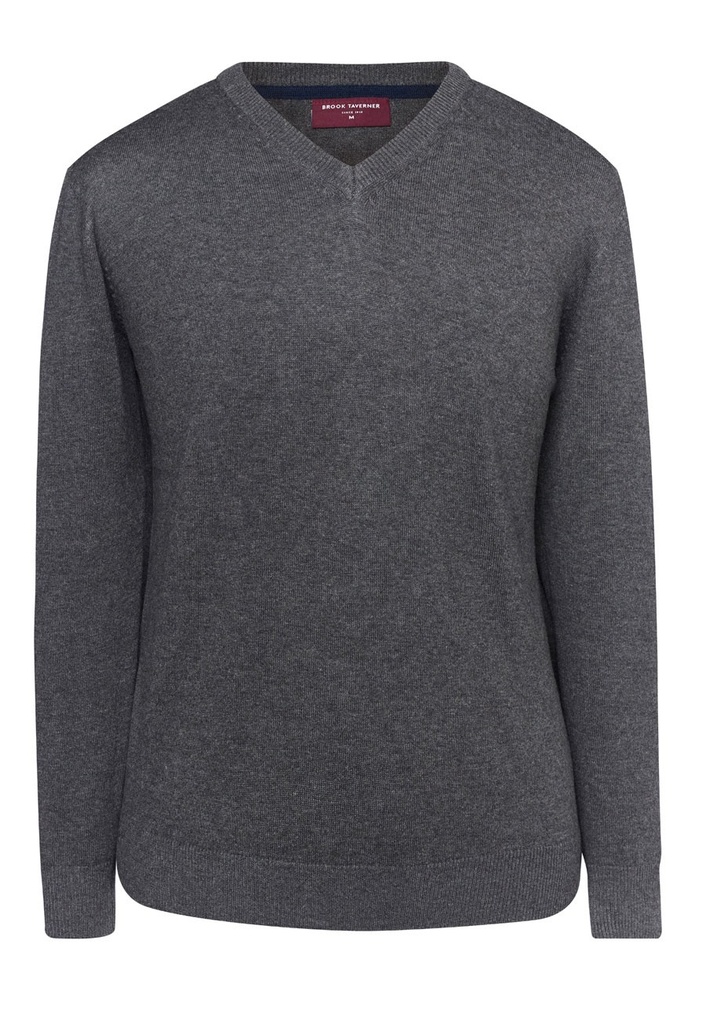 Boston V Neck Jumper-Charcoal