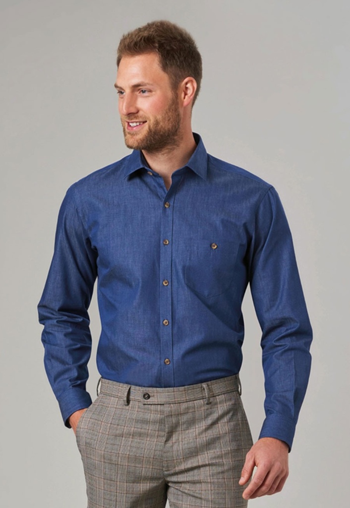 Jasper Men's L/S Shirt-Denim
