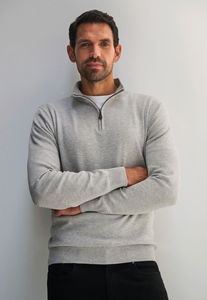 Dallas 1/4 Zip Jumper-Silver