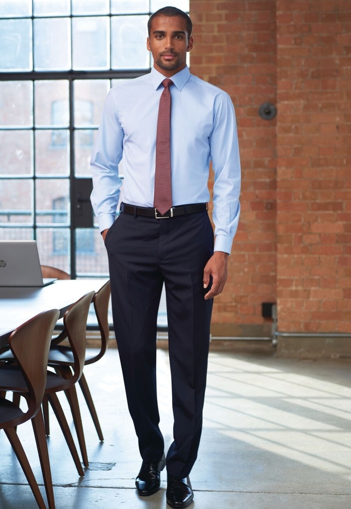 Aldwych Tailored Fit Trouser-Navy Plain