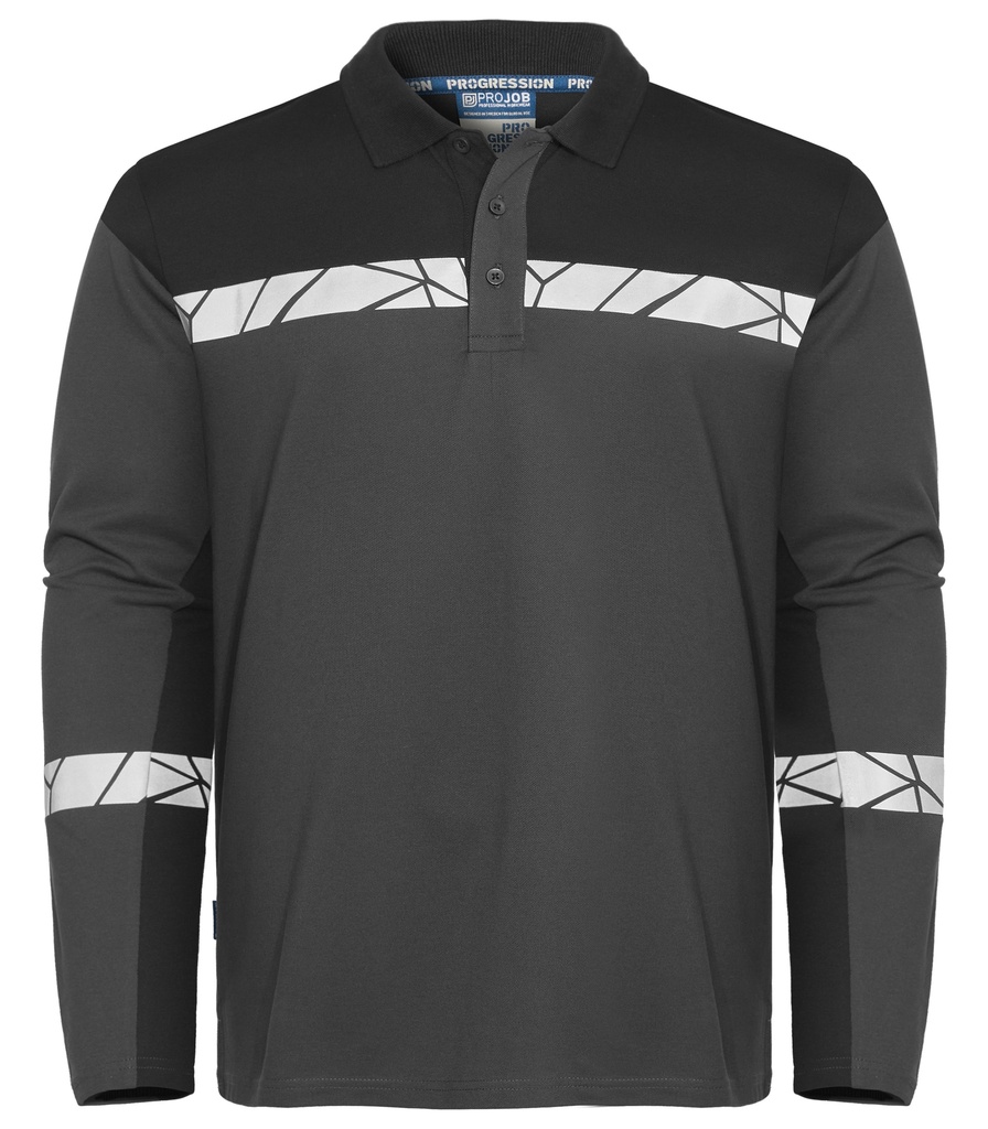 7004 PIQUE LONG SLEEVE 7004 PIQUE LONG SLEEVE 9910-VIZ-Grey/Black