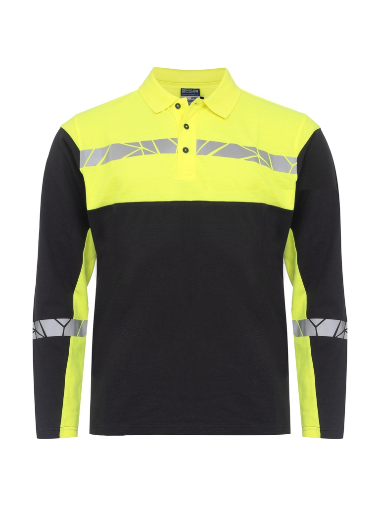 7004 PIQUE LONG SLEEVE 7004 PIQUE LONG SLEEVE 9910-VIZ-Black/Yellow
