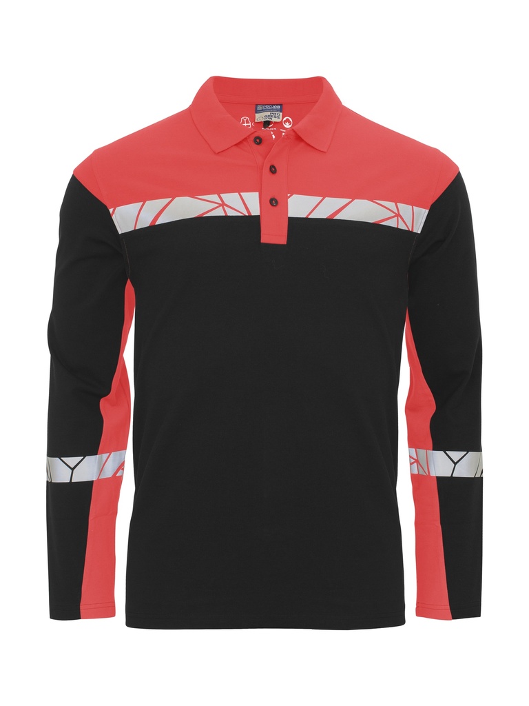 7004 PIQUE LONG SLEEVE 7004 PIQUE LONG SLEEVE 9910-VIZ-Black/Red