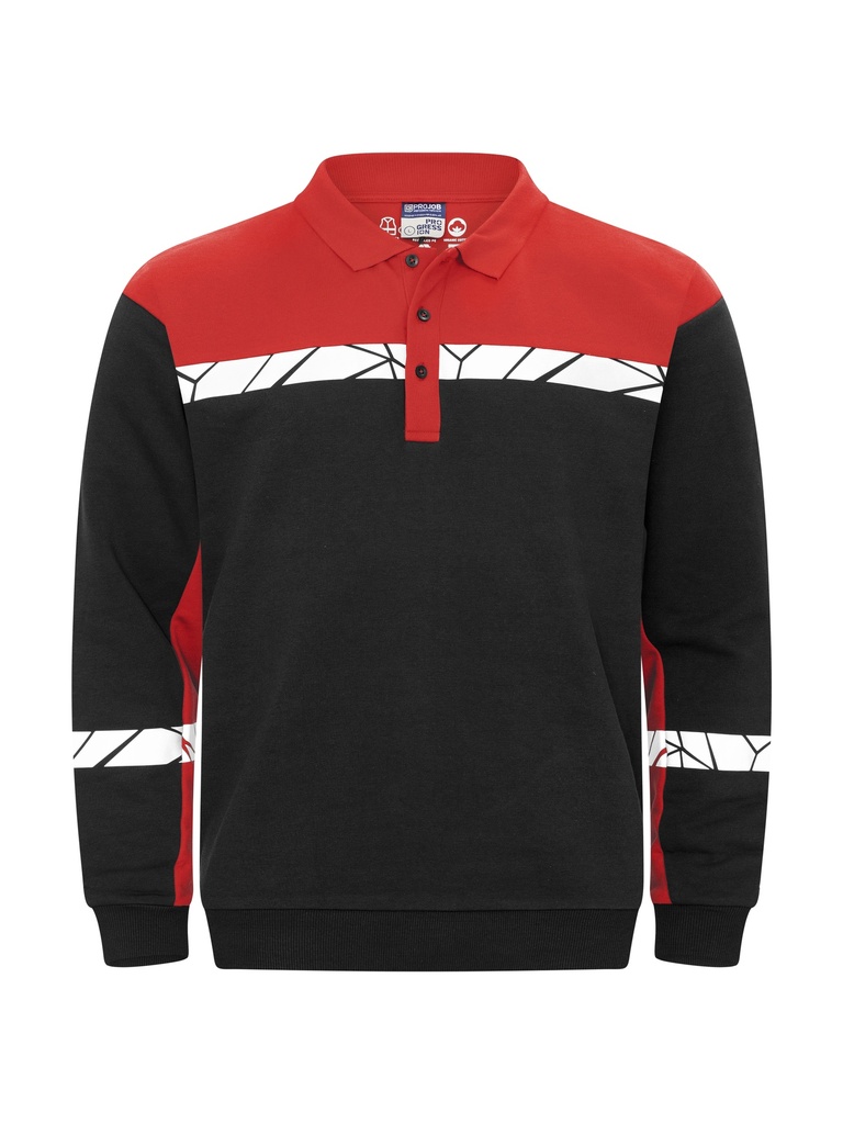 7100 POLO SWEATSHIRT 7100 POLO SWEATSHIRT 9910-VIZ-Black/Red