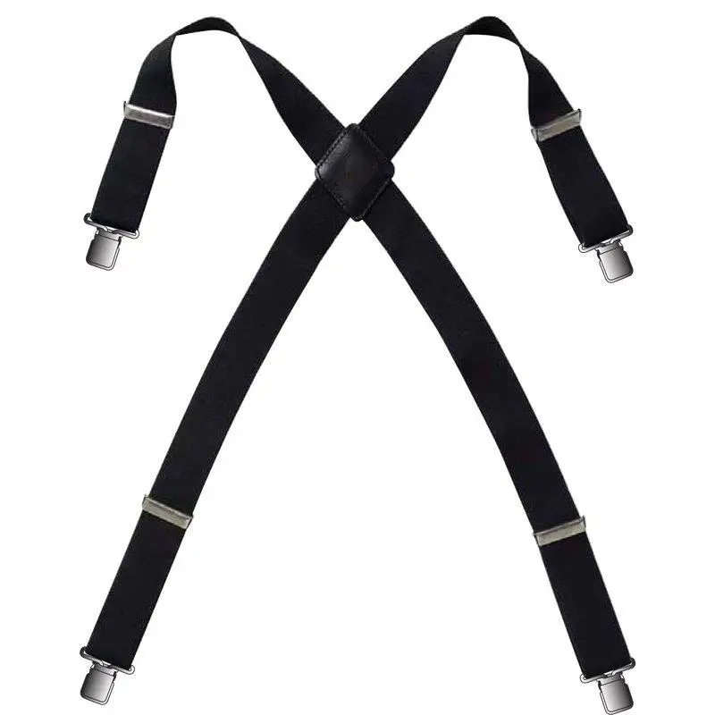 Elasticated braces with crocodile clips (Black)