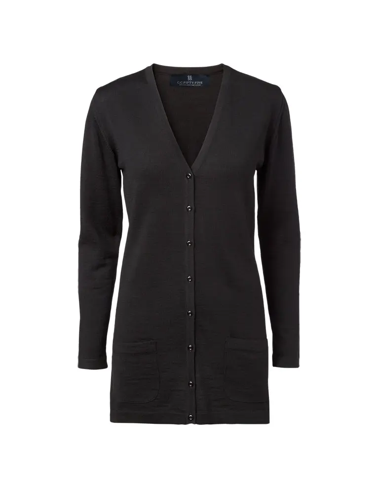Copenhagen W Cardigan V Neck Buttons Tubular Long (Black)