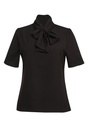 Flavia S/S Tie Neck Blouse (Black)
