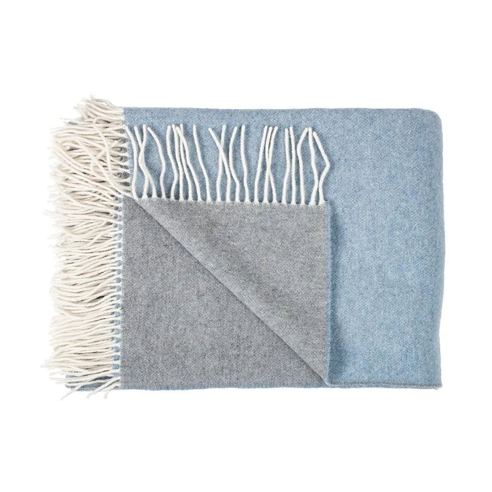 Arctic Merino/Cashmere uldplaid Smilla blå/grå