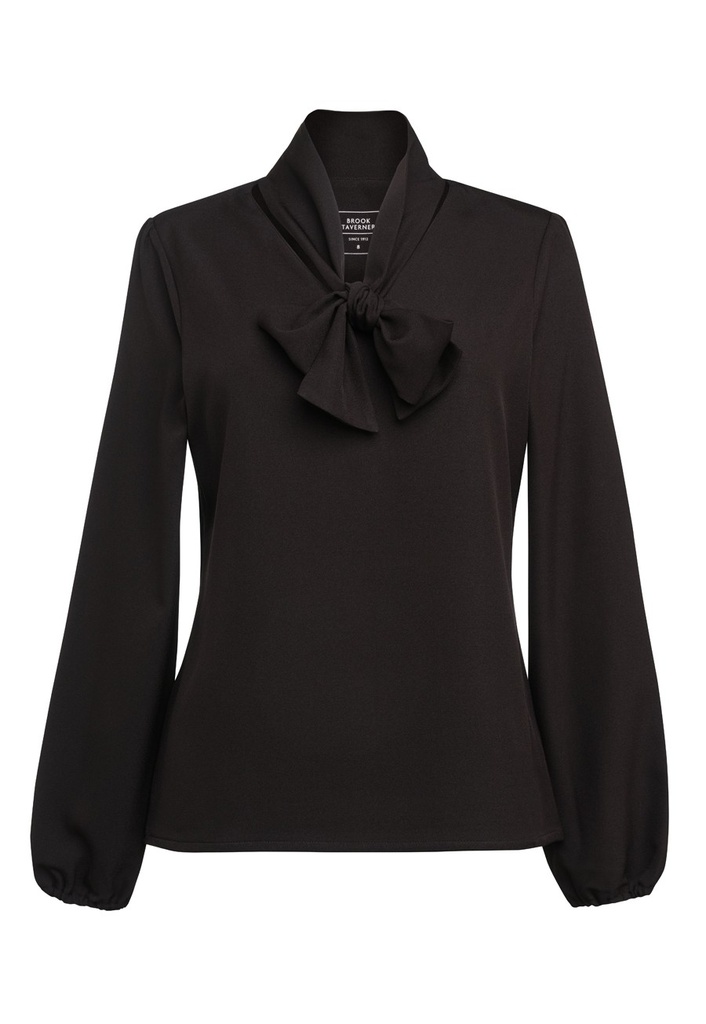 Andria L/S Tie Neck Blouse (Black)