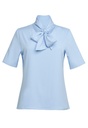 Flavia S/S Tie Neck Blouse (Sky Blue)