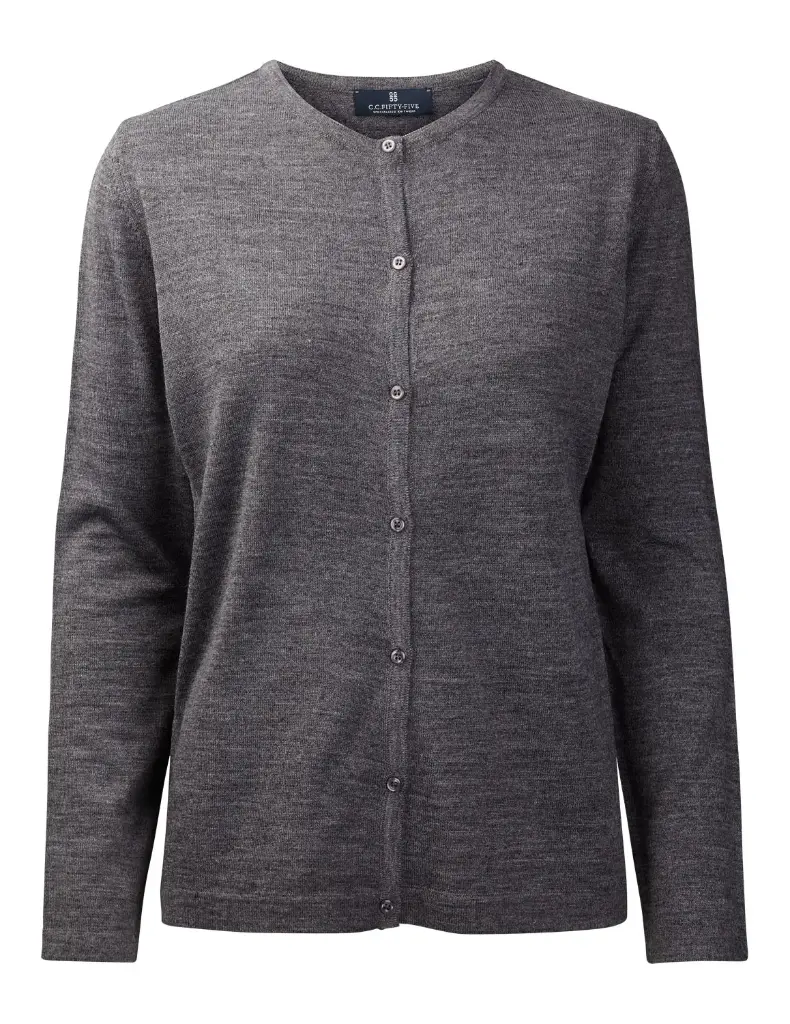 Copenhagen Women´s Cardigan O Neck Buttons Tubular (Stone Grey Melange)