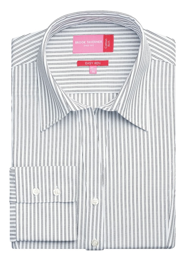 Perano Ladies' L/S Blouse-White/grey