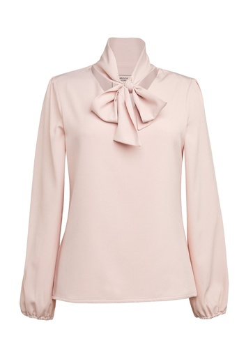 Andria L/S Tie Neck Blouse (Nude)