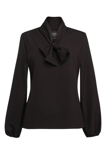 Andria L/S Tie Neck Blouse (Black)