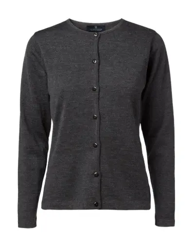 Copenhagen Women´s Cardigan O Neck Buttons Tubular (Charcoal Melange)