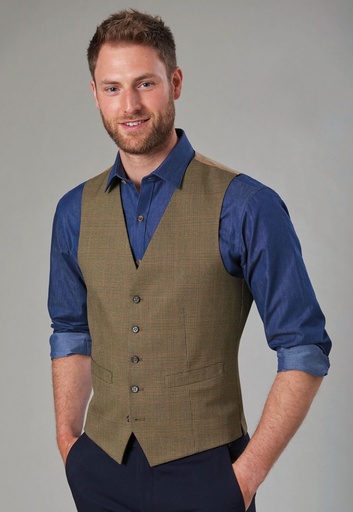 Emilio Check Waistcoat-Green Chk