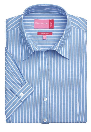 Pescara Ladies' S/S Blouse-Blue/White