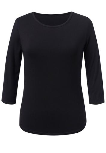 Mira Round Neck Stretch Top-Black