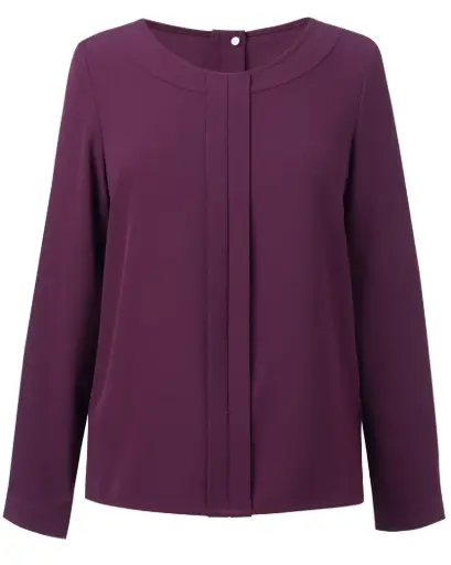 Roma L/S Crepe Blouse-Burgundy