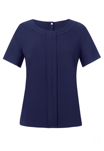 Verona S/S Crepe Blouse-Navy