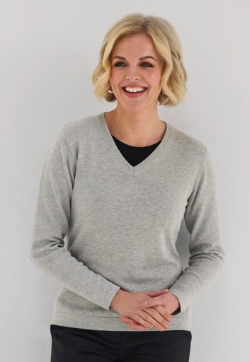 Atlanta V Neck Jumper-Silver