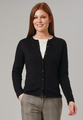 Seattle Crew Neck Cardigan-Black