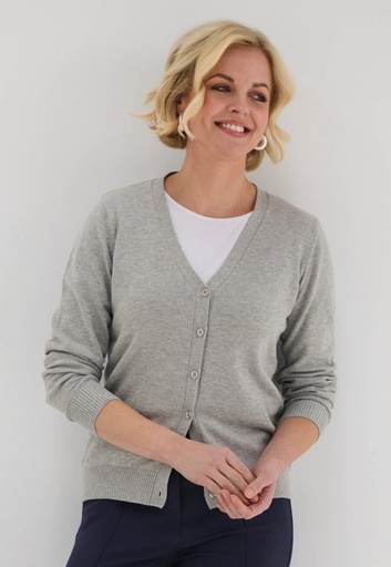 Augusta V Neck Cardigan-Silver