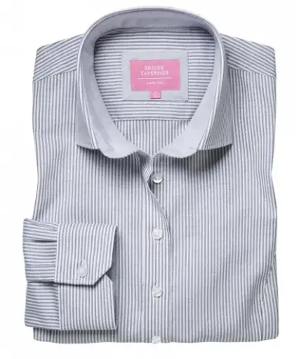 Mirabel Ladies' L/S Blouse-Grey Strp.