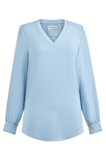 Como L/S Crepe Blouse-Sky Blue
