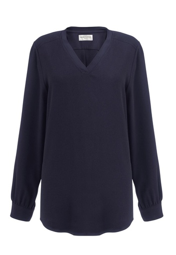 Como L/S Crepe Blouse-Navy