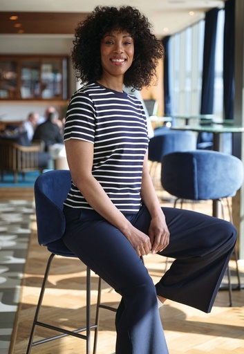 NEW Katy S/S Breton Top-White/Navy