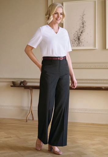 Bella Wide Leg Trouser-Charcoal