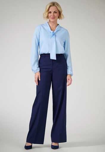 Bella Wide Leg Trouser-Mid Blue