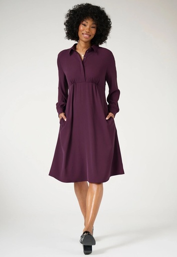 Virgo Shirt Dress L/S-Burgundy