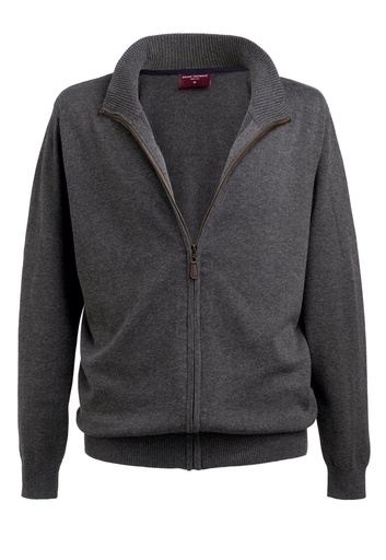 Columbus Zip Cardigan-Charcoal