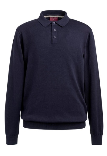 Casper L/S Knit Polo Shirt-Navy